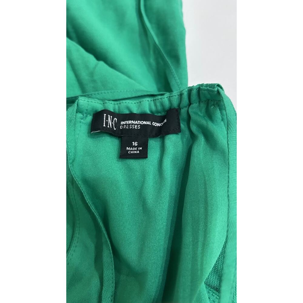 INC Maxi Dress Green SZ16 Tiered Strapless Summer Resort Boho - Picture 6 of 7